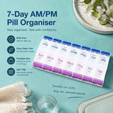 Double Row 14 Compartment Weekly Pill Container Portable Press Medicine Box 4Pcs In Australia - Darrahopens