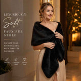 Black Women Fluffy Faux Fur Wrap Shawl Party Costume Stole In Australia - Darrahopens