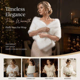 White Ladies Fluffy Faux Fur Wrap Elegant Party Shoulder Cape In Australia - Darrahopens