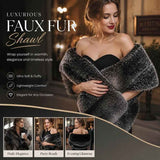 Grey Jacquard Fluffy Faux Fur Wrap Ladies Evening Party Stole In Australia - Darrahopens