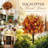 Mixed Autumn Artificial Eucalyptus & Violet Stems Home Garden Stake Photo Prop In Australia - Darrahopens