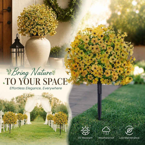 Soft Yellow Faux Eucalyptus Violet Garden Stake Home Shooting Background In Australia - Darrahopens