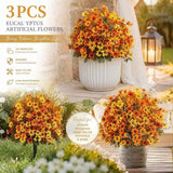 Autumn Yellow Orange Faux Floral Stems 3 Pack Home & Backyard Photography Prop In Australia - Darrahopens