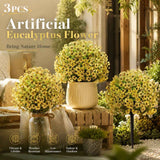 Soft Yellow Faux Eucalyptus Violet 3 Pack Outdoor Stake Interior Shooting Flower In Australia - Darrahopens
