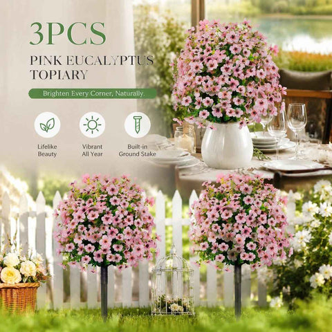 Pastel Pink Artificial Violet Greenery Stems Set of 3 Table Floral Photo Accessory In Australia - Darrahopens