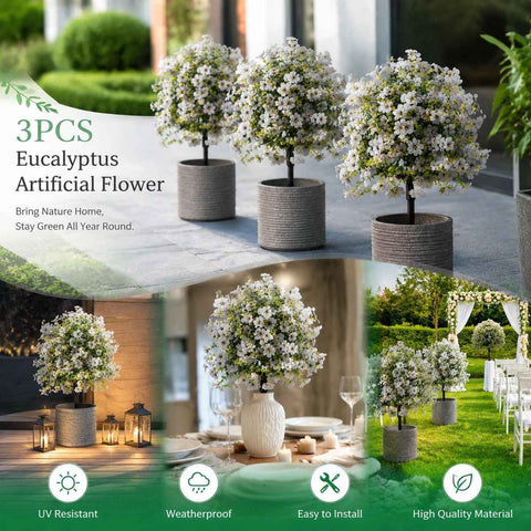 Cream White Artificial Flower Stems 3Pcs Portrait Shoot Backyard Ornament In Australia - Darrahopens