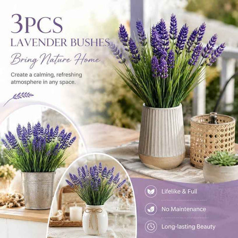 Purple 7 Fork Artificial Lavender Bouquet Spring Grass Fake Flower Decor 3 Pack In Australia - Darrahopens