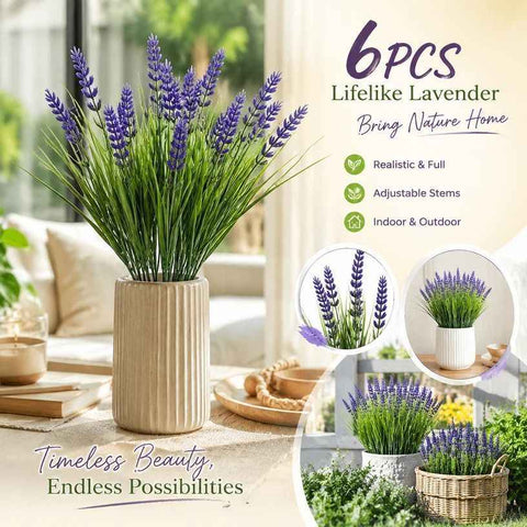Purple 7 Branch Artificial Lavender Spring Grass Floral Display Stems 6 Pack In Australia - Darrahopens