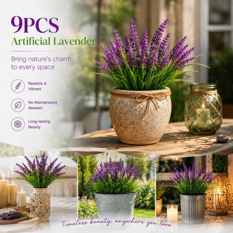 Lotus Pink 7 Branch Faux Lavender Bouquet Backyard Table Decor Set of 9 In Australia - Darrahopens