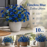 Blue Artificial Eucalyptus Pansy Fake Flower Stems Home Styling 10 Pack In Australia - Darrahopens