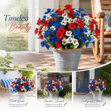 White & Blue Mixed Artificial Eucalyptus Pansy Floral Stems 10 Pack