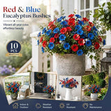 Red & Blue Mixed Faux Eucalyptus Pansy Greenery Home Ornament 10 Pack In Australia - Darrahopens