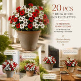 White & Red Mixed Artificial Eucalyptus Pansy Stems Patio Display 20 Pack In Australia - Darrahopens