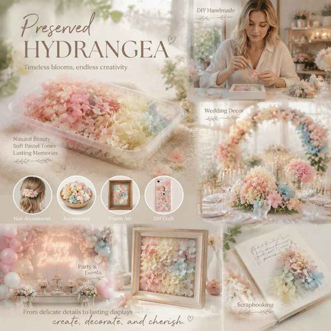 Champagne Gradient Preserved Hydrangea Dried Flower Handcraft Accessory 5g Box In Australia - Darrahopens