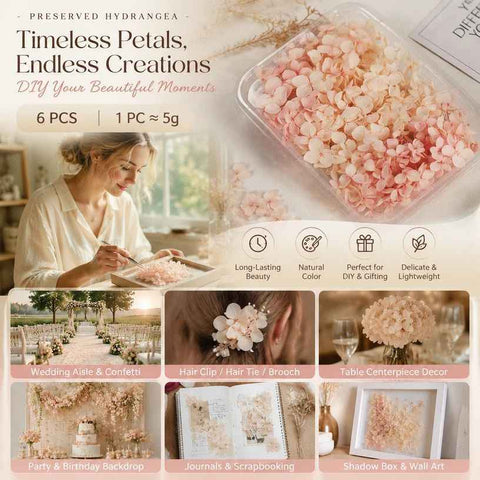 Hibiscus Gradient Preserved Hydrangea Dried Flower DIY Arrangement Bundle 6 Pack In Australia - Darrahopens