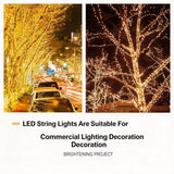 Mass‑Quantity Plug‑in Pure White LED Star Twinkle Lights, For Park, Villa Courtyard Large‑Area Lighting Project, Christmas Grand Outdoor Decoration, 100M 2000Leds Cool White