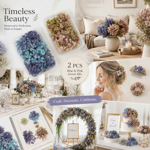 Blue Purple Shade & Agate Blue Preserved Hydrangea Handcraft Floral Supply Set of 2 Boxes In Australia - Darrahopens