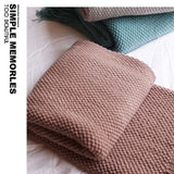 Decorative Fringed Hem Knit Throw Brick Red 150x250cm 1150g Thick Pineapple Weave Lap Cover for Sofa Living Room Home Refresh Halloween Gatherings