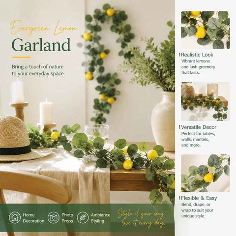 Style B 3 Fork Artificial Eucalyptus Vine With Foam Lemon Fruits Decor In Australia - Darrahopens