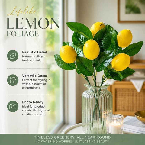 Style A 5 Fork Lemon Bouquet Faux Greenery Table Wall Styling In Australia - Darrahopens