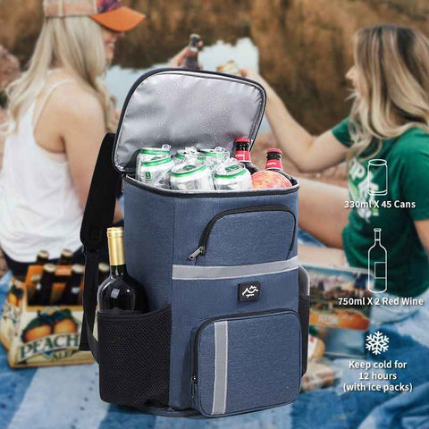 Outdoor Camping Insulated Cooler Backpack for Picnic Hiking (Navy blue)