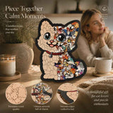 Wooden Jigsaw Puzzle, Morandi Color Box + Cat with Blue Hat