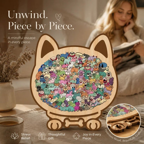 Wooden Jigsaw Puzzle, Morandi Color Box + Morandi Style Dog In Australia - Darrahopens