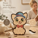 Wooden Jigsaw Puzzle, Macaron Color Box + Cat with Blue Hat In Australia - Darrahopens