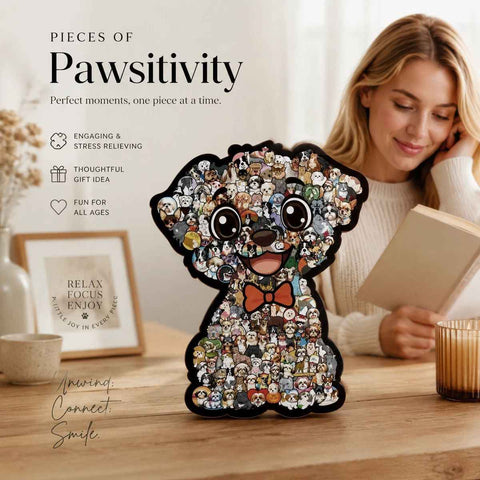 Wooden Jigsaw Puzzle, Macaron Color Box + Teddy Dog In Australia - Darrahopens