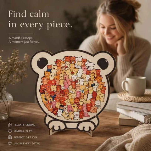 Wooden Jigsaw Puzzle, Macaron Color Box + Little Bear In Australia - Darrahopens