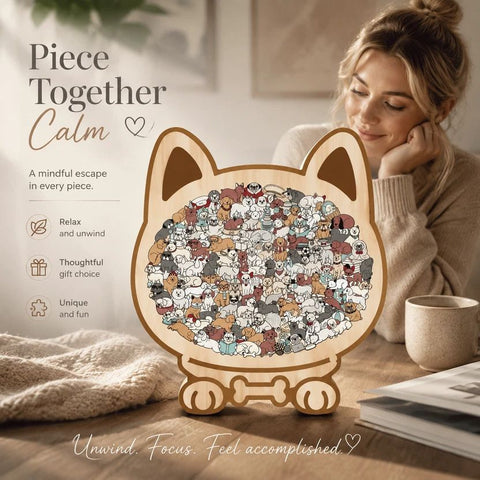 Wooden Jigsaw Puzzle, Melad Color Box + Morandi Style Dog In Australia - Darrahopens