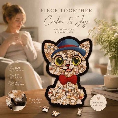 Wooden Jigsaw Puzzle, Log Color Box + Pug Dog In Australia - Darrahopens