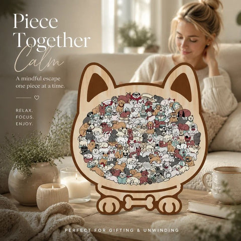 Wooden Jigsaw Puzzle, Log Color Box + Puppy In Australia - Darrahopens