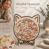 Wooden Jigsaw Puzzle, Cat with Blue Hat + Macaron Style Dog