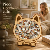 Wooden Jigsaw Puzzle, Cat with Blue Hat + Pug Dog