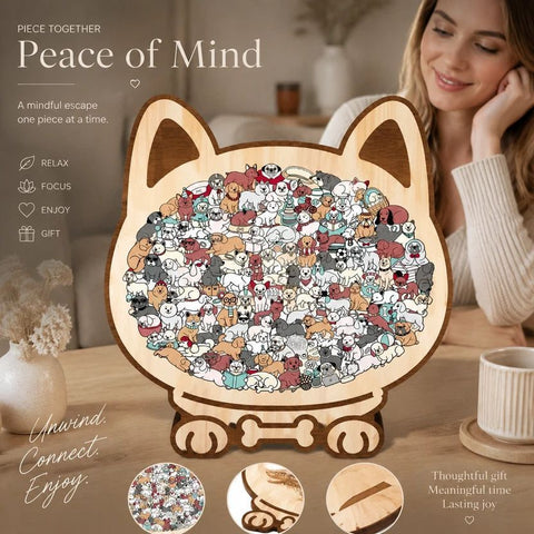 Wooden Jigsaw Puzzle, Macaron Style Dog + Pug Dog In Australia - Darrahopens