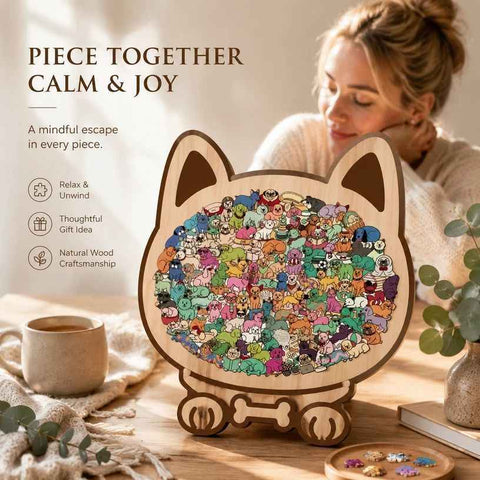 Wooden Jigsaw Puzzle, Macaron Style Dog + Puppy In Australia - Darrahopens