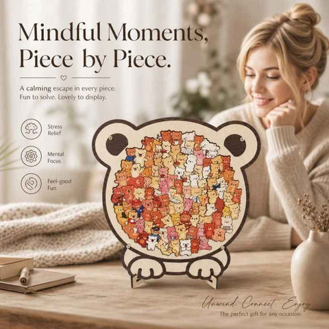Wooden Jigsaw Puzzle, Pug Dog + Little Bear In Australia - Darrahopens