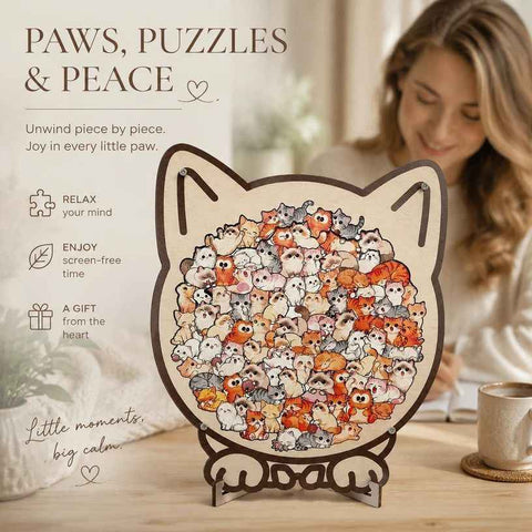 Wooden Jigsaw Puzzle, Kitten + Little Bear In Australia - Darrahopens