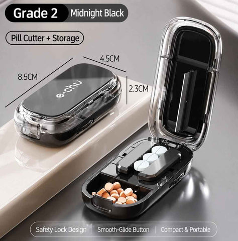 2pcs Starry Black Pill Box with 1/2 Pill Cutter In Australia - Darrahopens