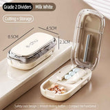 2pcs Cream White Pill Box with 1/2 Pill Cutter In Australia - Darrahopens