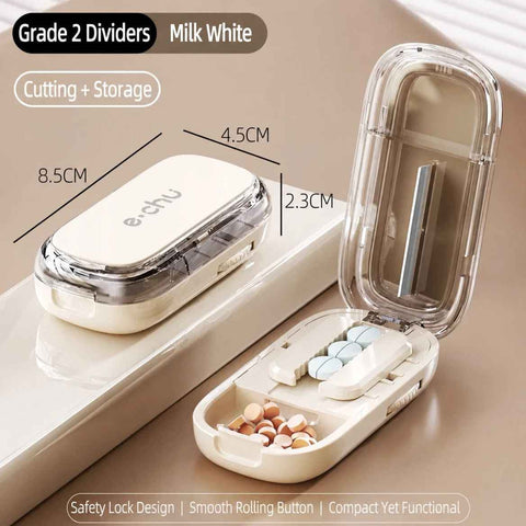 2pcs Cream White Pill Box with 1/2 Pill Cutter In Australia - Darrahopens