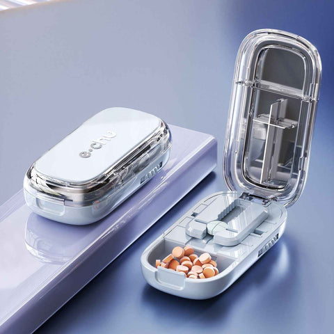 2pcs Starry Blue Pill Box with 1/2 & 1/4 Pill Cutter In Australia - Darrahopens