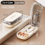 2pcs Cream White Pill Box with 1/2 & 1/4 Pill Cutter In Australia - Darrahopens