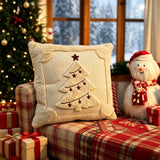 Set of 2 Christmas Cushion Covers - New Beige Large Christmas Tree (Pillow filling not included)