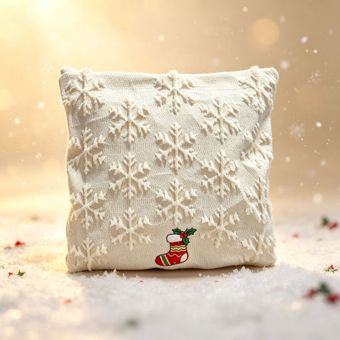 Set of 2 Christmas Cushion Covers - Snowflake & Christmas Stocking Embroidery (Pillow filling not included) In Australia - Darrahopens