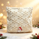 Set of 2 Christmas Cushion Covers - Snowflake & Santa Embroidery (Pillow filling not included) In Australia - Darrahopens