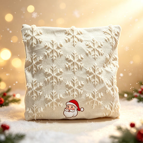 Set of 2 Christmas Cushion Covers - Snowflake & Santa Embroidery (Pillow filling not included) In Australia - Darrahopens