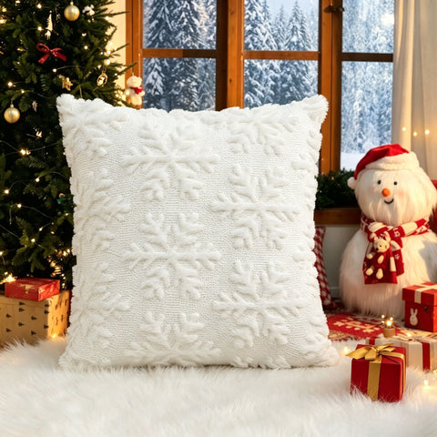 Set of 2 Christmas Cushion Covers - Off-White Snowflake (Pillow filling not included) In Australia - Darrahopens