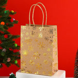 20Pcs Christmas Kraft Gift Bags, Gold Hot Stamping Snowflake, 15×8×21cm In Australia - Darrahopens